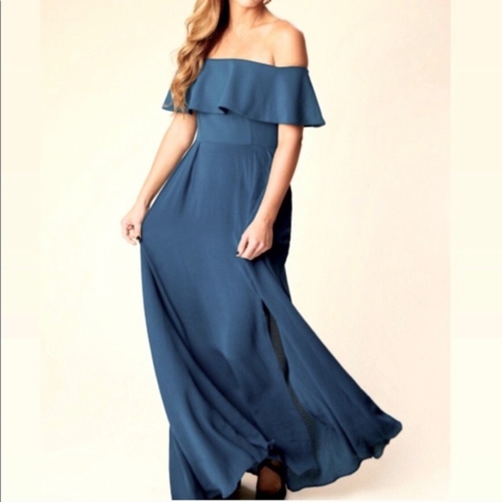 Blue Altar’d State off shoulder maxi dress size small